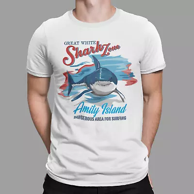 Amity Island Mens Funny T Shirt Shark Jaws Quints Retro Movie Tee Gift 70s Retro • £6.99