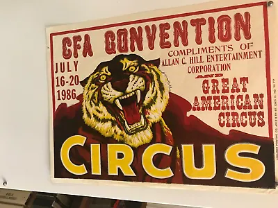 Vintage Great American Circus Poster  22 X28  Growling Tiger 1986 Dated • $9.77