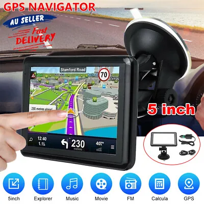 5  4G Car Trucks LCD Navigation GPS Navigator Speedcam Sat Nav Lifetime Map MP3 • $47.95