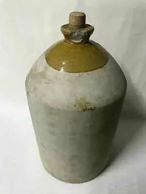 ANTIQUE BOTTLE 2 GALLON DEMIJOHN Rare Large Stoneware Australia Glaze Top • $125