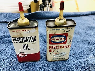 Vintage Lot Of 2 SOHIO/ Boron Penetrating Oil Cans 4oz. Empty. • $20