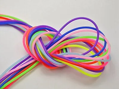 10 Strands X1Meter Color 2mm Hollow Rubber Tubing Jewelry Cord Cover Memory Wire • £2.58