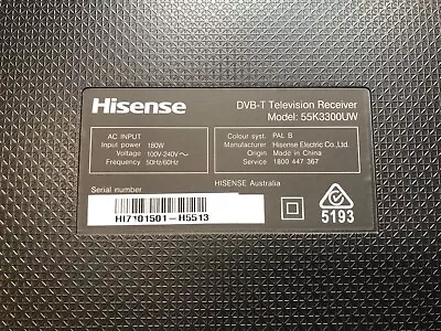 Hisense 55K3300UW Power Brd Wifi Mod IR Rec Power Sw • $30