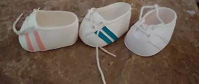 Vintage Cabbage Patch Kids Doll Shoes 3 SINGLE Tennis Shoes Pink Blue & White • $9.99