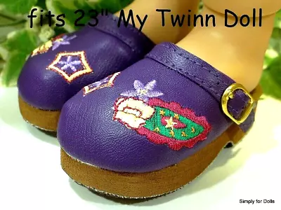 **SALE** PURPLE Floral Clogs DOLL SANDALS Fits 23  MY TWINN DOLL SHOES • $4.98