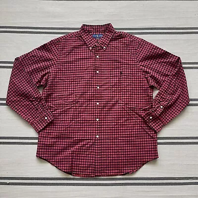 Ralph Lauren Mens Red Plaid Button Down Dress Shirt 2XLT Tall Long Sleeve • $26.99