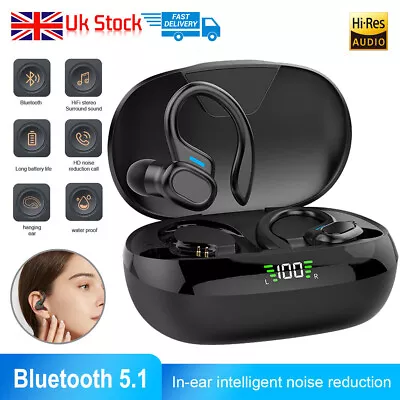 Bluetooth Wireless Headphones Earphones TWS Ear Hook Sports For IPhone Android • £15.90