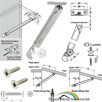 Hafele Lid Stay Lift Up Hinge With Catch For Wood Flaps Right Handed 150mm • £4.99