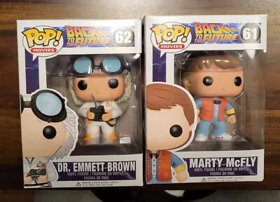 Funko Pop Back To The Future Marty Mcfly Dr. Emmett Brown 61 62 Lot Set Of 2  • $15