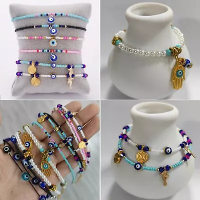 Fashion Blue Evil Eye Beads Braided Bracelet Bangle Adjustable Wholesale Women • $2.08