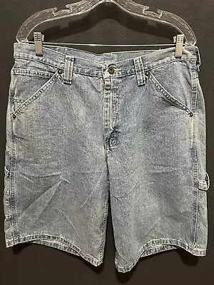 Lee Dungarees Men’s Carpenter Jean Shorts Blue Size 36L Denim Pockets Jeans • $11.25