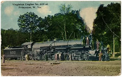 PRINCETON WV Virginian Railway Company Engine No. 600 West Virginia Postcard • $7.99