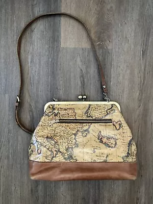 Patricia Nash Potenaz Leather Frame Crossbody Bag Purse European Map • $35