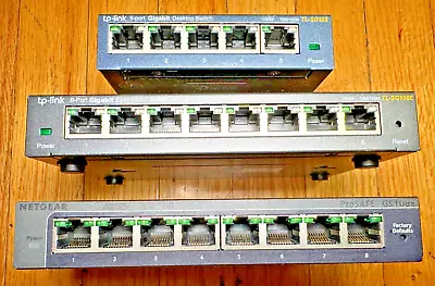 LOT Ethernet Switches - Netgear GS108Ev3 8-Port TP-Link TL-SG108 + TL-SG105 • $45