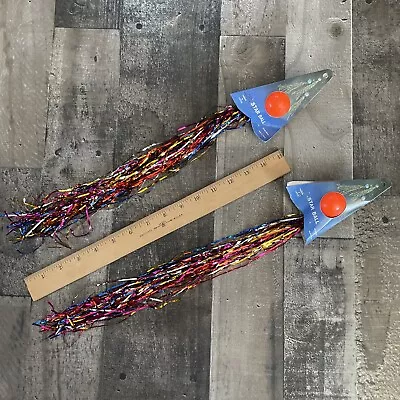 2 Vintage Shooting Star Bouncy Ball Throw & Catch Multicolored Tinsel Streamers  • $17.59