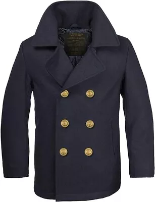 Mens MIL-TEC BW Maine Colani Pea Coat Navy Blue Size UK 3XL - Z03 • £14.99