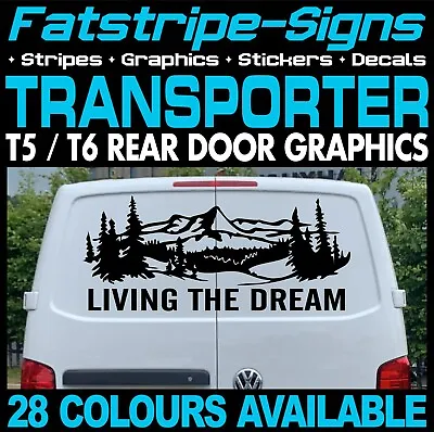 To Fit VW TRANSPORTER T5 T6 LIVING THE DREAM STICKERS GRAPHICS VAN CAMPERVAN • $27.38