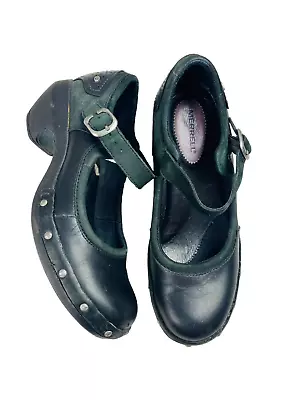 Merrell Womens Luxe MJ Black Leather Round Toe Mary Jane Clogs Shoes Size 7 • $22