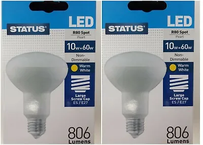 2  X  10w = 60w LED Reflector Spot Light Bulb Lamp ES Screw In R80 Warm White  • £12.39