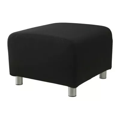 IKEA KLIPPAN Footstool Ottoman Cover Slipcover Black Granan NEW IN PACKAGE • £57.80