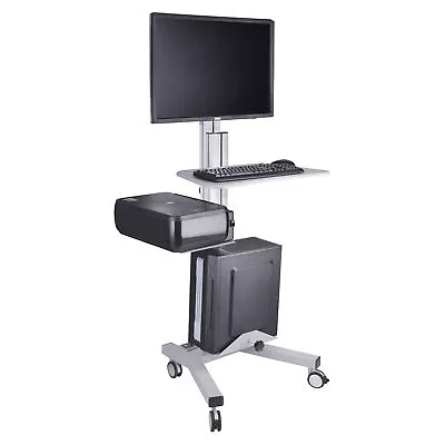 Aluminum PC Mobile Cart 4 Wheel Computer Monitor Stand Office Workstation School • $287.91