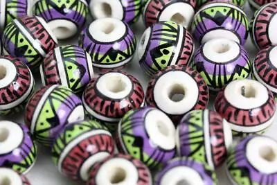 £3.99 • Buy Hair Beads, Crafts, Jewellery, Glazed Clay BEADS  Hand Painted In Peru  V063