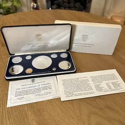 1976 Panama 9-Coin SILVER PROOF Set Massive SILVER 20 Balboa Over 5oz Of Silver • £100