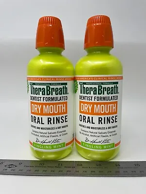 $23.99 • Buy 2 PK TheraBreath Professional Dry Mouth Oral Rinse Tingling Mint 16 OZ EXP 1/24