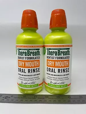 $23.99 • Buy 2 PK TheraBreath Professional Dry Mouth Oral Rinse Tingling Mint 16 OZ EXP 1/24