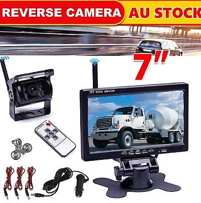 7  Wireless Rear View Kit HD LCD Monitor+Reverse Camera For Truck Caravan VAN RV • $125.99