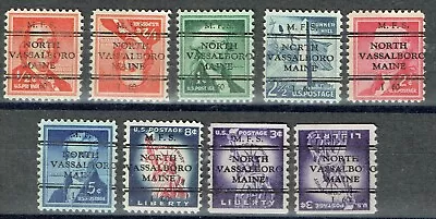 9 1954 LIBERTY PRECANCELS  F/ N. VASSALBORO ME(type L-1 ITS) Scarce Denoms. • $9.99