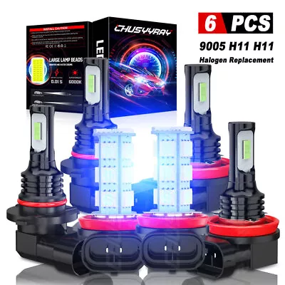 Parts Accessories Led Lights Headlight Fog Light Bulbs Combo Kit Super Bright 6x • $28.38