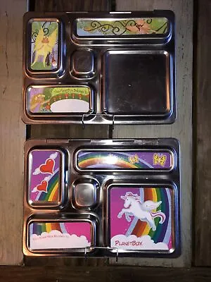 Planet Box Stainless Steel Lunch Box 5 Compartments W/  Girl Magnets Lot Of 2 • $45