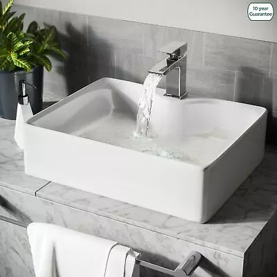 480mm Counter Top Basin Rectangle Cloakroom Bathroom Sink White Ceramic Basin  • £32.99