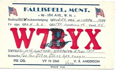 QSL  1936 Kalispell  Montana     Radio Card • $6.02
