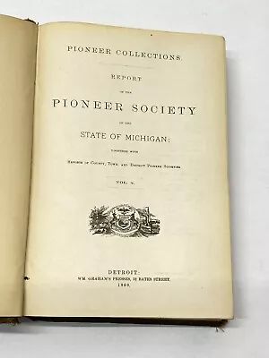 Report Of The Pioneer Society Of Michigan 1880 Vol 2 Original Antique Genealogy • $70