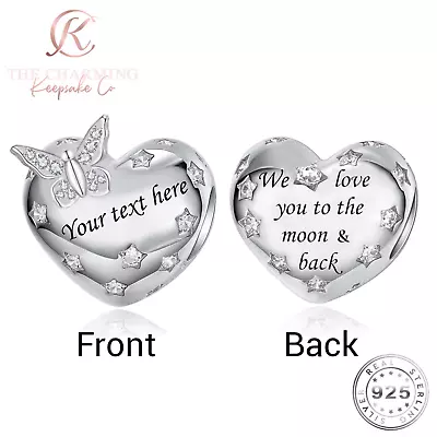 PERSONALISED Love To Moon Charm Genuine 925 Sterling Silver -Engraved Your Words • £19.99