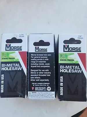 MK Morse Premium Bi-Metal Hole Saw  7/8  Diameter MHS14 **Bonus Value 3 PACK** • $17.98