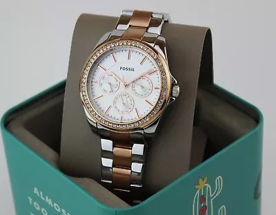 New Authentic Fossil Janice Chronograph Silver Rose Gold Women's Bq3420 Watch • $79.99