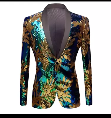 Men's Sequin Slim Fit Blazer Suit Jacket -  Large • $60