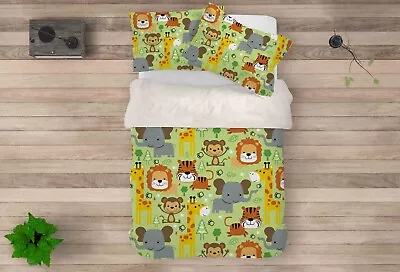 3D Elephant Lion Monkey Giraffe Quilt Cover Set Duvet Cover Bedding Pillowcases • $94.49