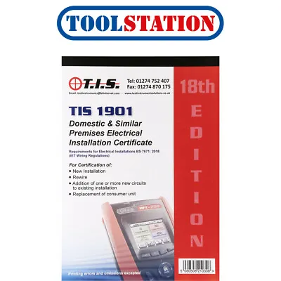 £15.58 • Buy TIS Test Certificate Book Domestic Electrical Installation