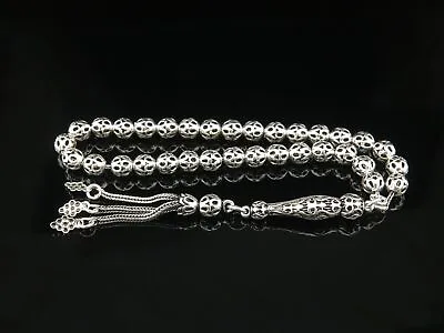 925 Sterling Silver 33 Beads Tasbih Islamic Prayer Beads Misbaha Tesbih 501128 • $86.40