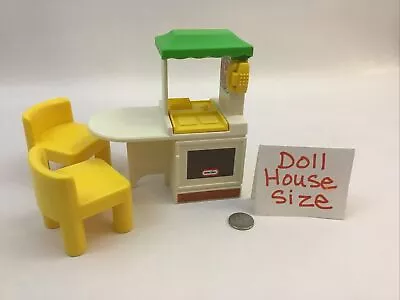 Little Tikes Dollhouse Miniatures Party Kitchen 2 Yellow Chairs Vintage • $29.56