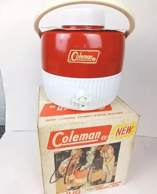 Vintage Coleman Water Jug 5501b703 1 Gallon Red And White • $35