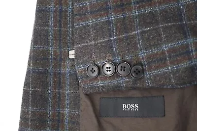 Hugo Boss Sport Coat Mens 44R Pasolini Check Virgin Wool Cotton Two Button Plaid • $39.95