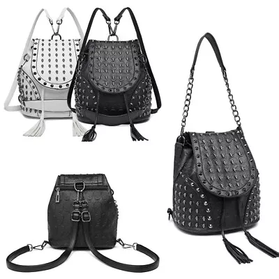 £14.95 • Buy Women Studded Embossed Skull Shoulder Bags Backpack Handbags Faux Leather Travel