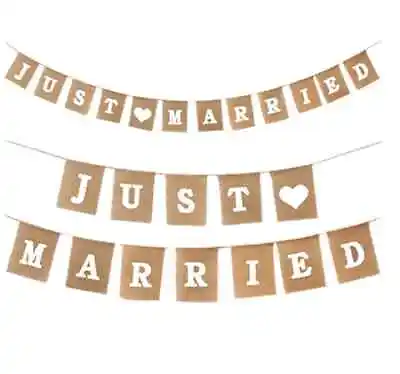 £5.94 • Buy Just Married Hessian Rustic Burlap Garland Wedding Bunting Banner Decoration