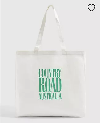 Country Road White & Green CR Shopper Everyday Tote Bag BNWT 100% Cotton • $32.95