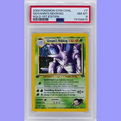 $129.99 • Buy Pokemon 1st Edition Giovanni's Nidoking  Holo 7/132 Gym Challenge PSA 8 NM/Mint